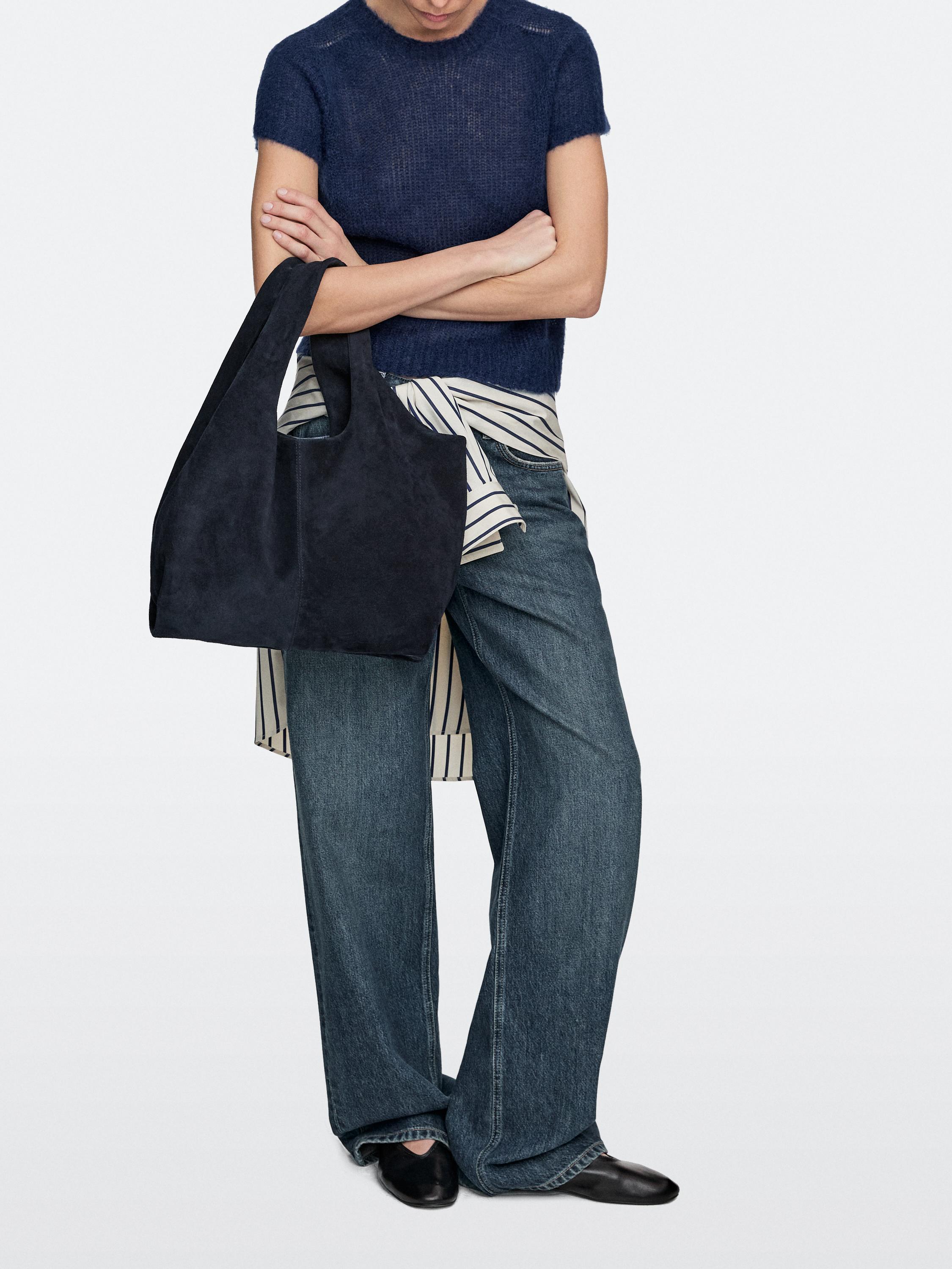 Sac shopper medium en croûte de cuir